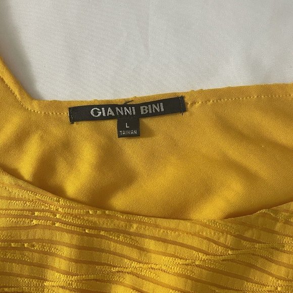 Gianni Bini Women's Fitted Dress Size Large (L) 3/4 Sleeve Marigold Yellow - Picture 7 of 9